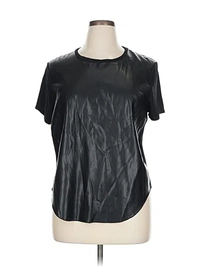 Pre-owned Another Love Short Sleeve Top Black Metallic Pattern Scoop Neck Tops