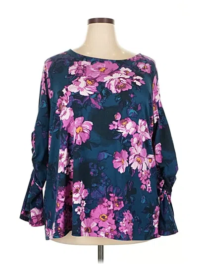 Pre-owned Susan Graver 3/4 Sleeve T-shirt In Purple