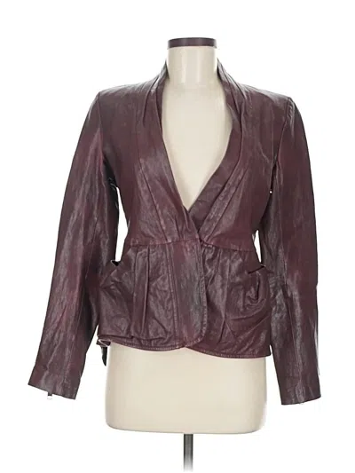 Pre-owned Nanette Lepore Leather Jacket In Burgundy