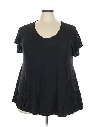 Pre-owned Lane Bryant Short Sleeve Top Black Sweetheart Neckline Tops
