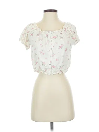 Pre-owned Lucky Brand Short Sleeve Blouse In White