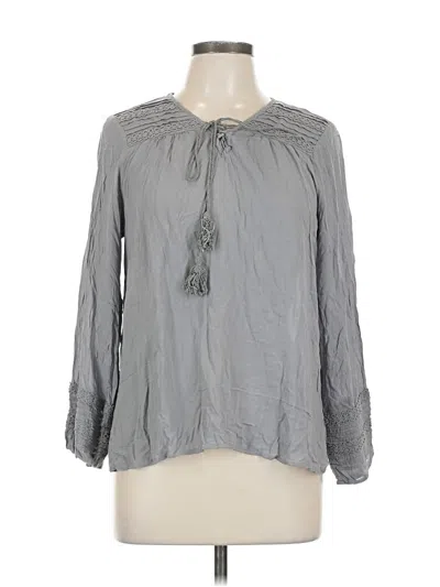 Pre-owned Forgotten Grace Long Sleeve Blouse In Gray