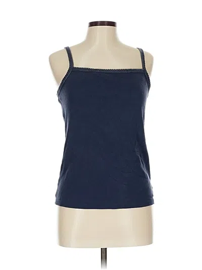 Pre-owned Madewell Tank Top Blue Solid Pattern Square Neckline Tops