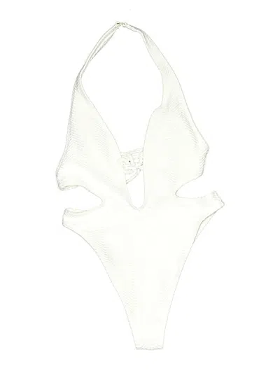 Pre-owned Gigi C Swimsuit Top White Solid Pattern Swimwear
