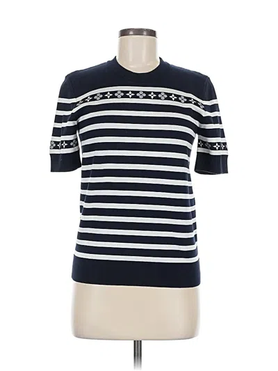 Pre-owned Louis Vuitton Short Sleeve Top Blue Mock Neckline Tops