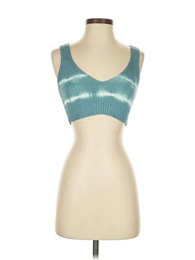 Pre-owned Zara Tank Top Teal Strapless Neckline Tops In Blue