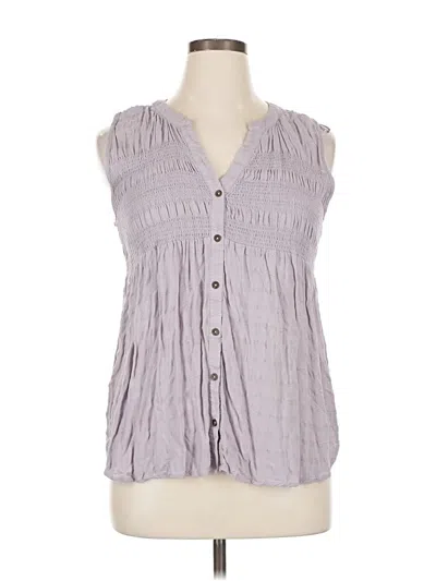 Pre-owned Knox Rose Sleeveless Button Down Shirt In Gray
