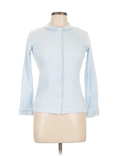 Pre-owned Lands' End 3/4 Sleeve Button Down Shirt In Blue