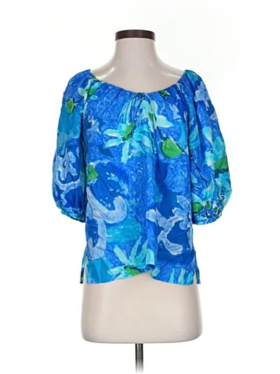 Pre-owned Polo Ralph Lauren 3/4 Sleeve Blouse In Blue