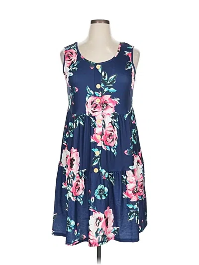 Pre-owned Floral Blooming Casual Dress In Blue