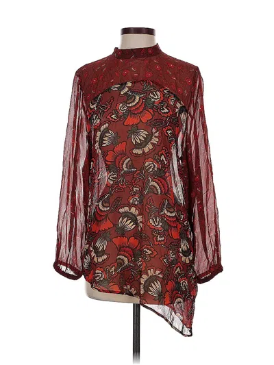 Pre-owned Save The Queen 3/4 Sleeve Blouse In Burgundy