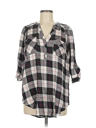 Pre-owned Torrid 3/4 Sleeve Button Down Shirt In Gray