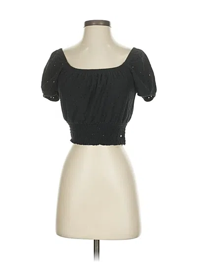 Pre-owned Hollister Short Sleeve Top Black Sweetheart Neckline Tops