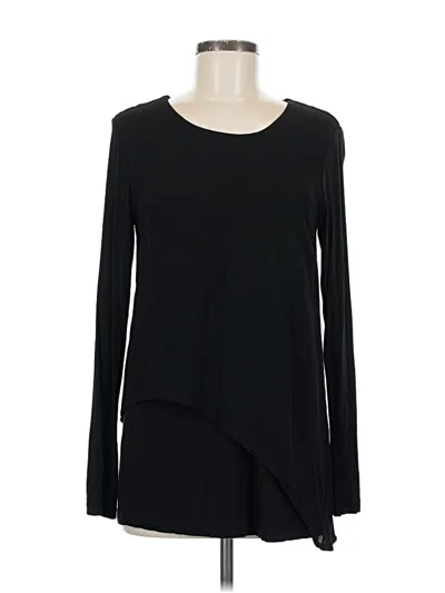 Pre-owned Karen Kane Long Sleeve Top Black Boatneck Tops
