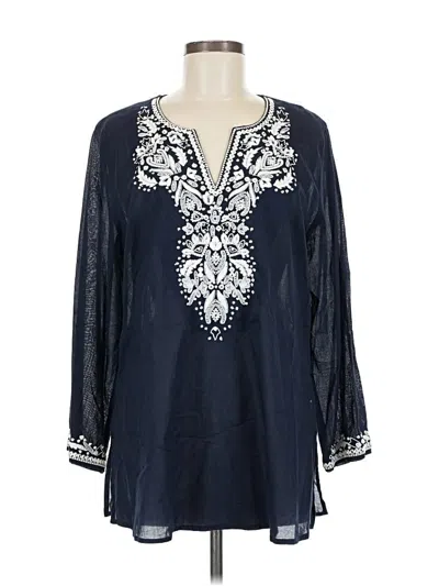 Pre-owned Karen Kane 3/4 Sleeve Blouse In Blue