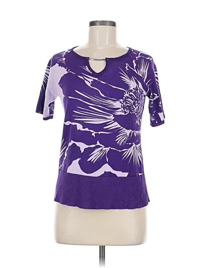 Pre-owned New York And Company Short Sleeve Top Purple Keyhole Neckline Tops