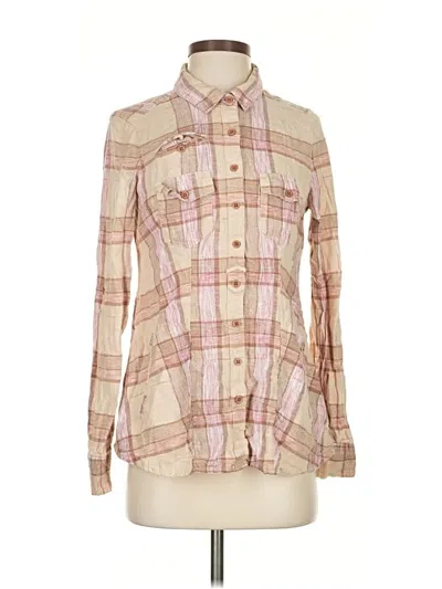 Pre-owned Free People Long Sleeve Button Down Shirt In Brown