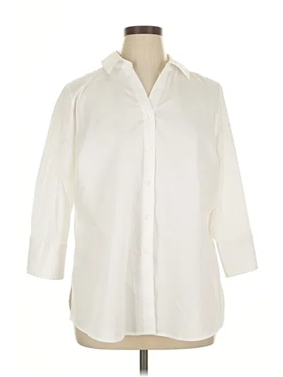 Pre-owned Foxcroft 3/4 Sleeve Button Down Shirt In White