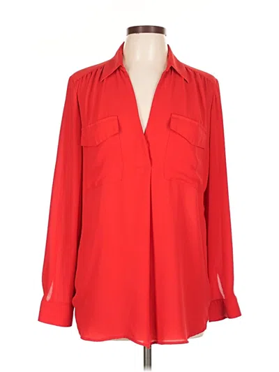 Pre-owned Ann Taylor Long Sleeve Blouse In Red