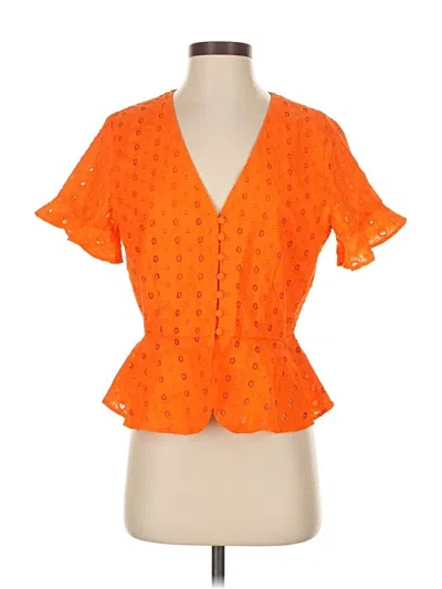 New York And Company Short Sleeve Blouse In Orange