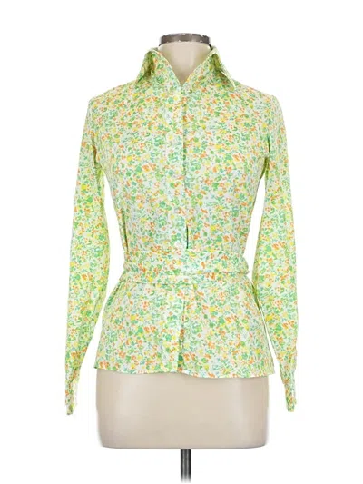 Pre-owned Halston Long Sleeve Blouse In Green