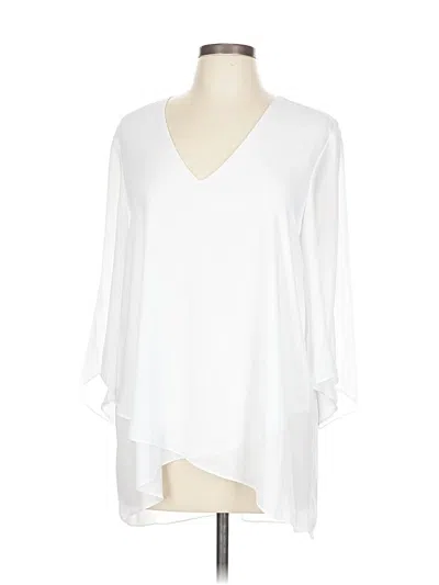 Pre-owned Karen Kane 3/4 Sleeve Blouse In White