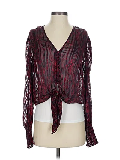 Zara Long Sleeve Blouse In Burgundy