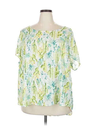 Pre-owned Torrid Short Sleeve Blouse In Green