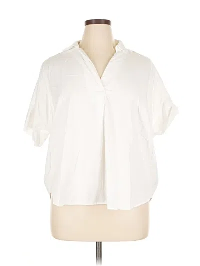 Pre-owned Madewell Short Sleeve Blouse In White