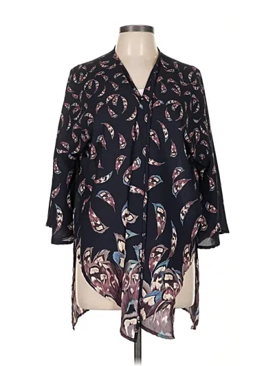 Pre-owned How Very Loved 3/4 Sleeve Blouse In Blue