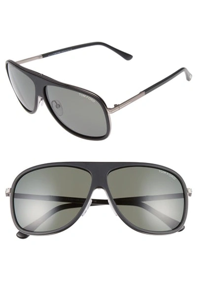 Shop Tom Ford 'chris' 62mm Sunglasses In Matte Black/ Green