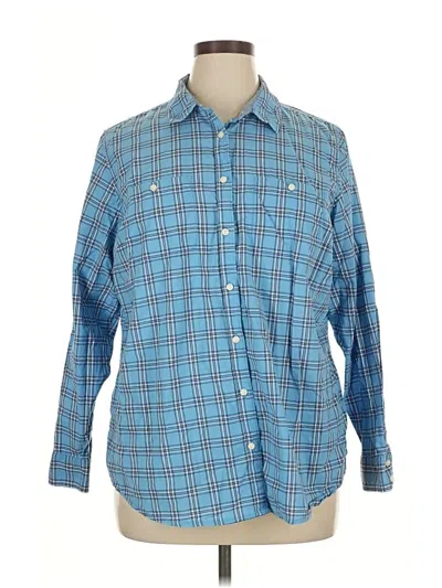 Pre-owned St. John's Bay Long Sleeve Button Down Shirt In Blue