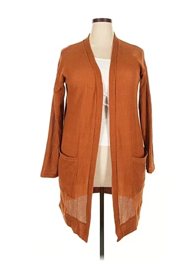 Pre-owned Tickled Teal Cardigan Sweater In Brown