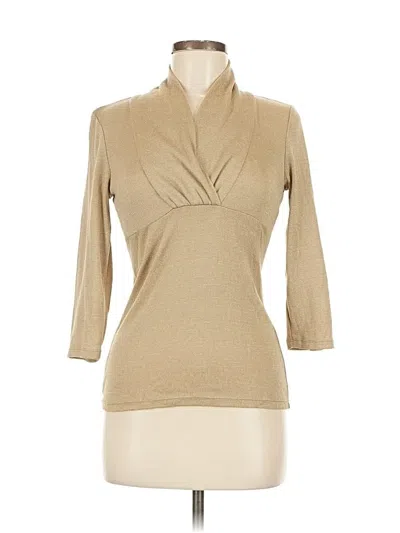 Pre-owned Inc International Concepts 3/4 Sleeve Top Tan Cowl Neck Tops In Brown