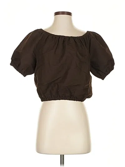 Sprwmn Short Sleeve Blouse In Brown