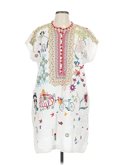 Pre-owned Johnny Was Casual Dress In White
