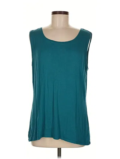 Pre-owned Travelsmith Sleeveless Top Teal Scoop Neck Tops In Blue