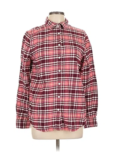 Pre-owned Lands' End Long Sleeve Button Down Shirt In Burgundy