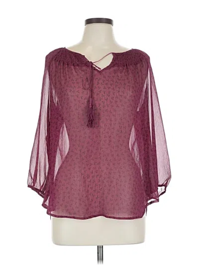 Pre-owned St. John's Bay 3/4 Sleeve Blouse In Burgundy