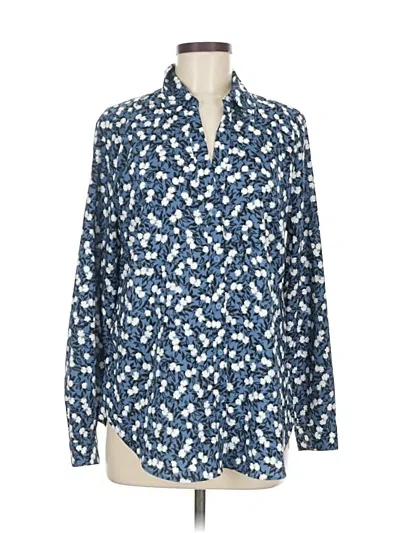 Pre-owned Ann Taylor Long Sleeve Blouse In Blue