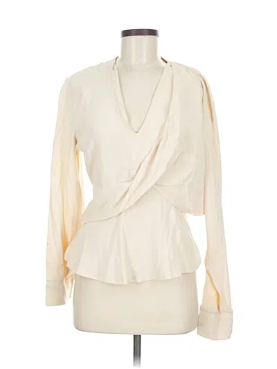 Pre-owned Atlein Long Sleeve Blouse In White