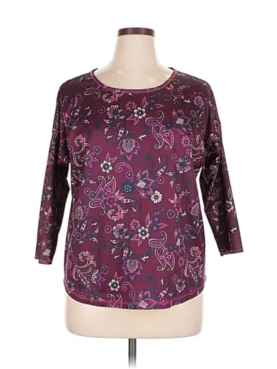 Pre-owned St. John's Bay 3/4 Sleeve Blouse In Purple
