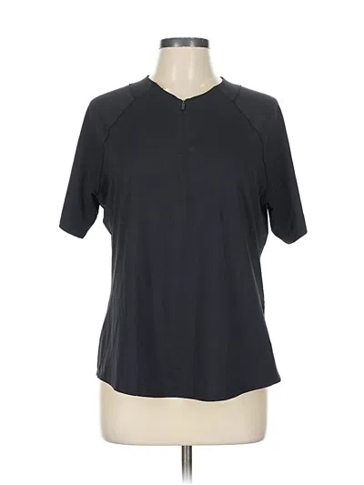 Pre-owned Athleta Short Sleeve Henley Shirt In Black