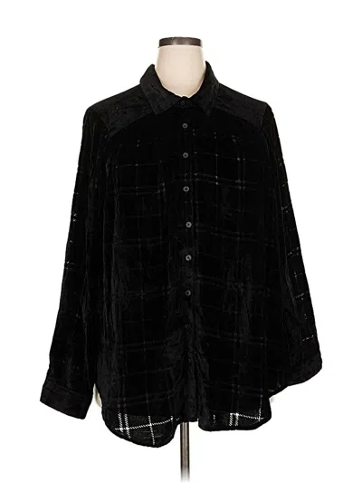 Pre-owned Torrid 3/4 Sleeve Button Down Shirt In Black