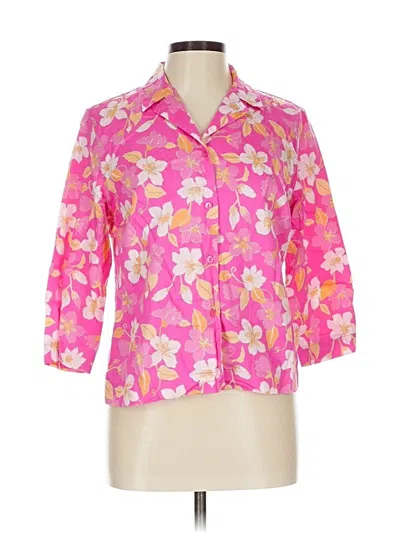 Pre-owned Foxcroft 3/4 Sleeve Button Down Shirt In Pink