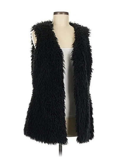Pre-owned Ambiance Faux Fur Vest In Black