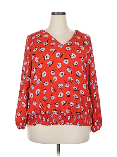 Pre-owned Ann Taylor 3/4 Sleeve Blouse In Red