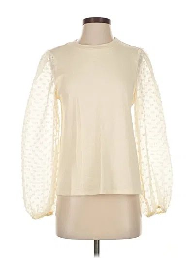 Pre-owned Maeve By Anthropologie Long Sleeve Top Ivory Mock Neckline Tops In White