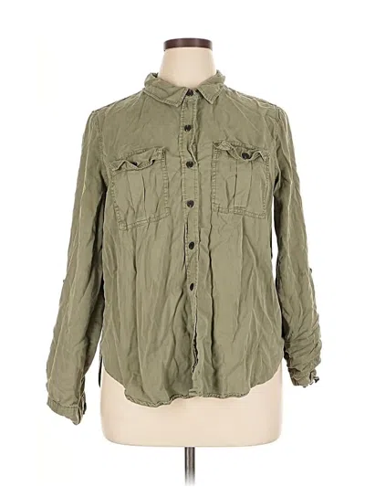 Pre-owned Knox Rose Long Sleeve Button Down Shirt In Green