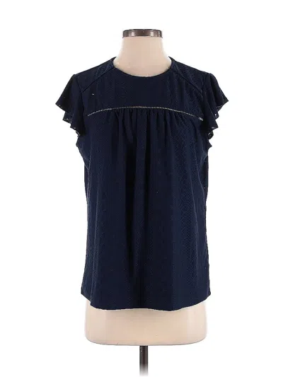 Pre-owned Adrianna Papell Short Sleeve Blouse In Blue